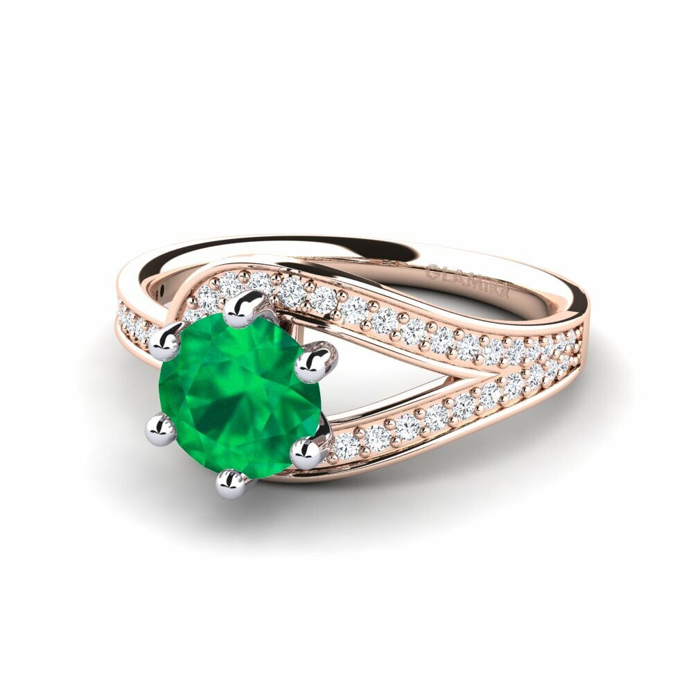 Bagues Or Rose& Blanc 14k Émeraude Exclusif