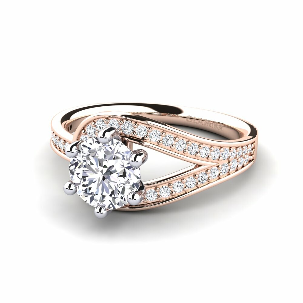 Bagues Or Rose& Blanc 14k Diamant De Synthèse Exclusif