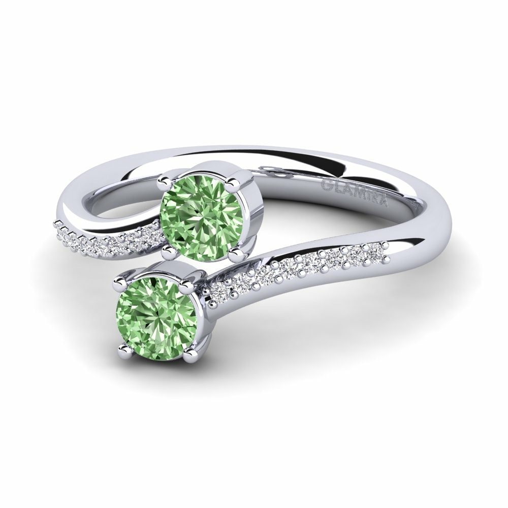 Anillos Diamante Verde Dos-Piedra