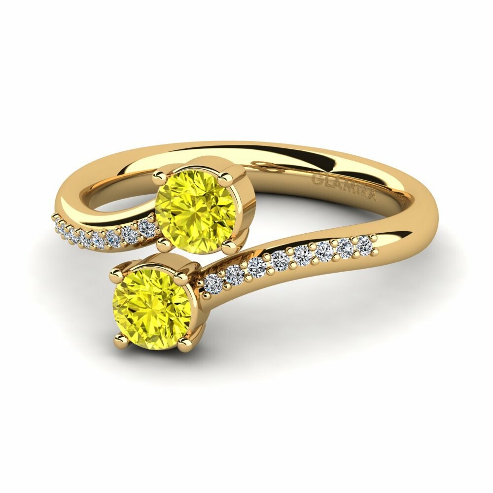 Bagues Or Jaune 18k Diamant Jaune 2 pierres