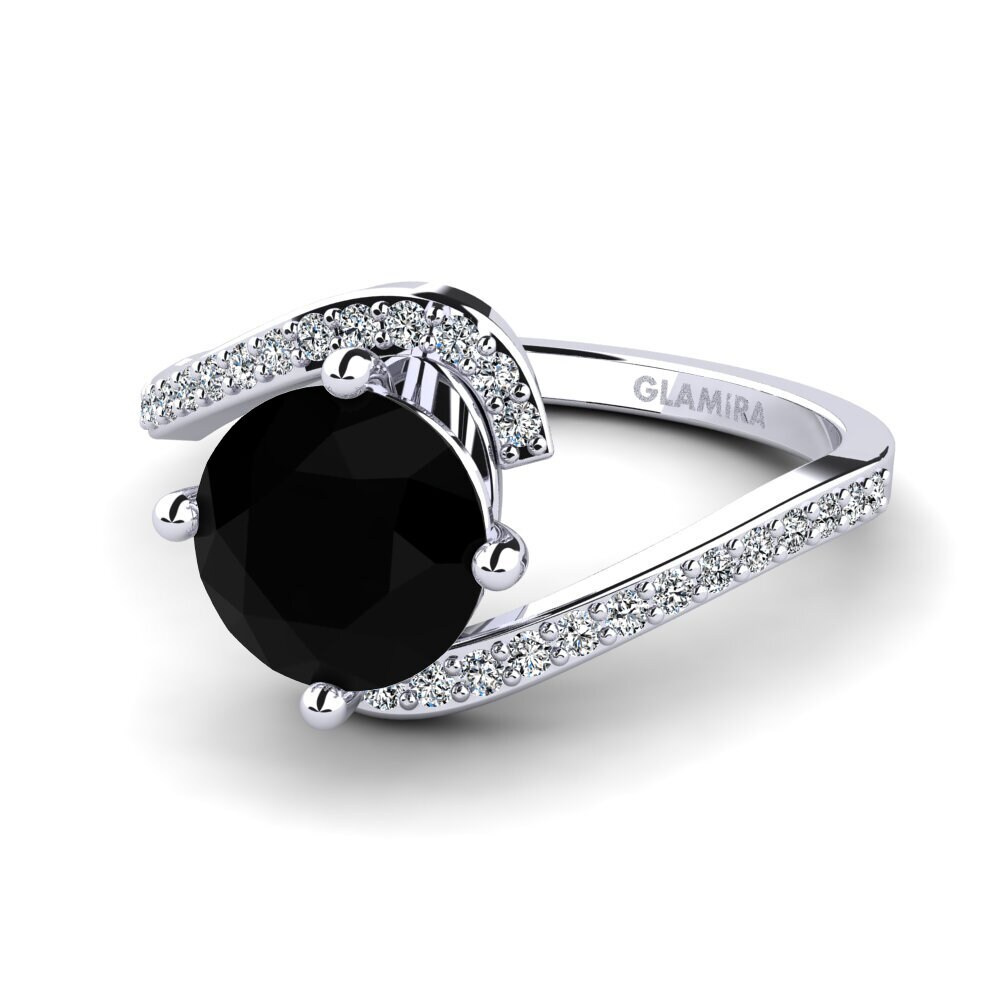 White Silver Black Onyx Women's Ring Ters