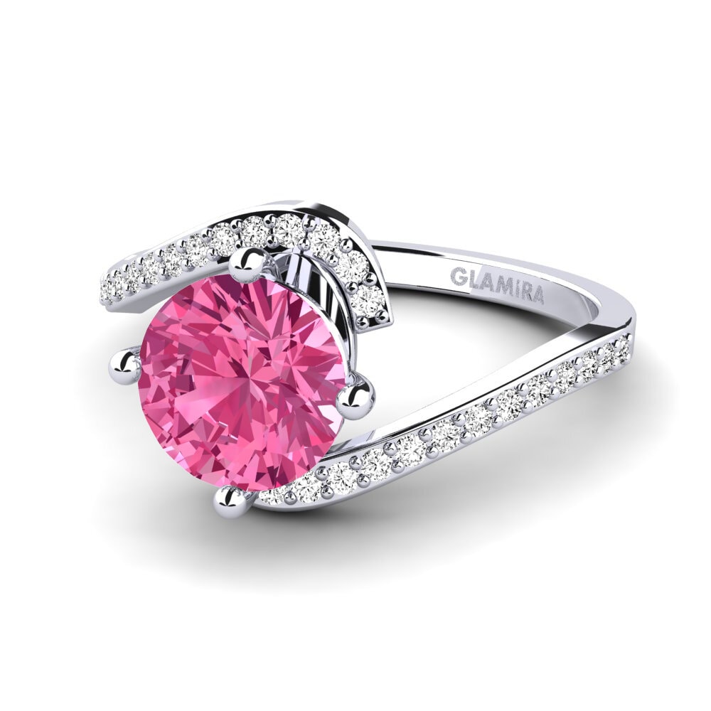Plata 925 Redondo Turmalina rosa Anillo de Mujer Ters