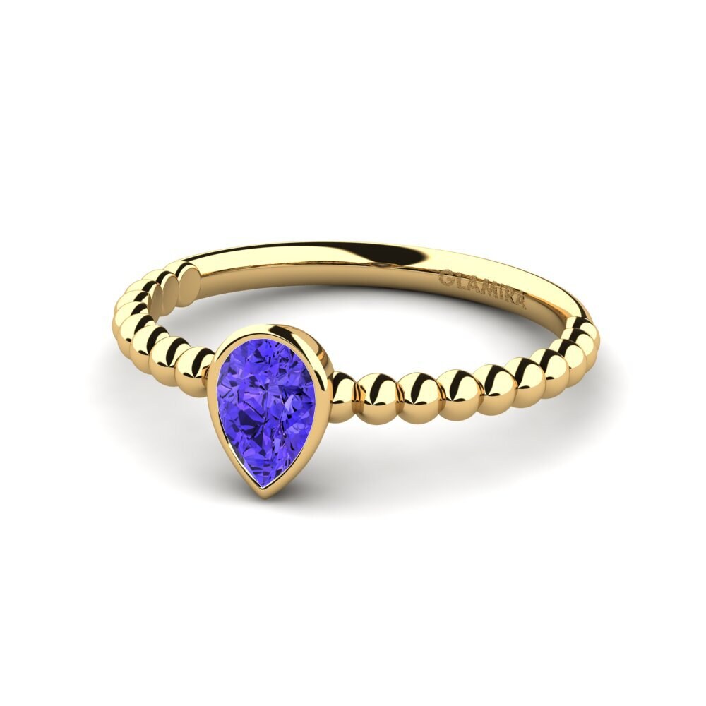 18k Oro Amarillo Tanzanita Anillo de compromiso Testa