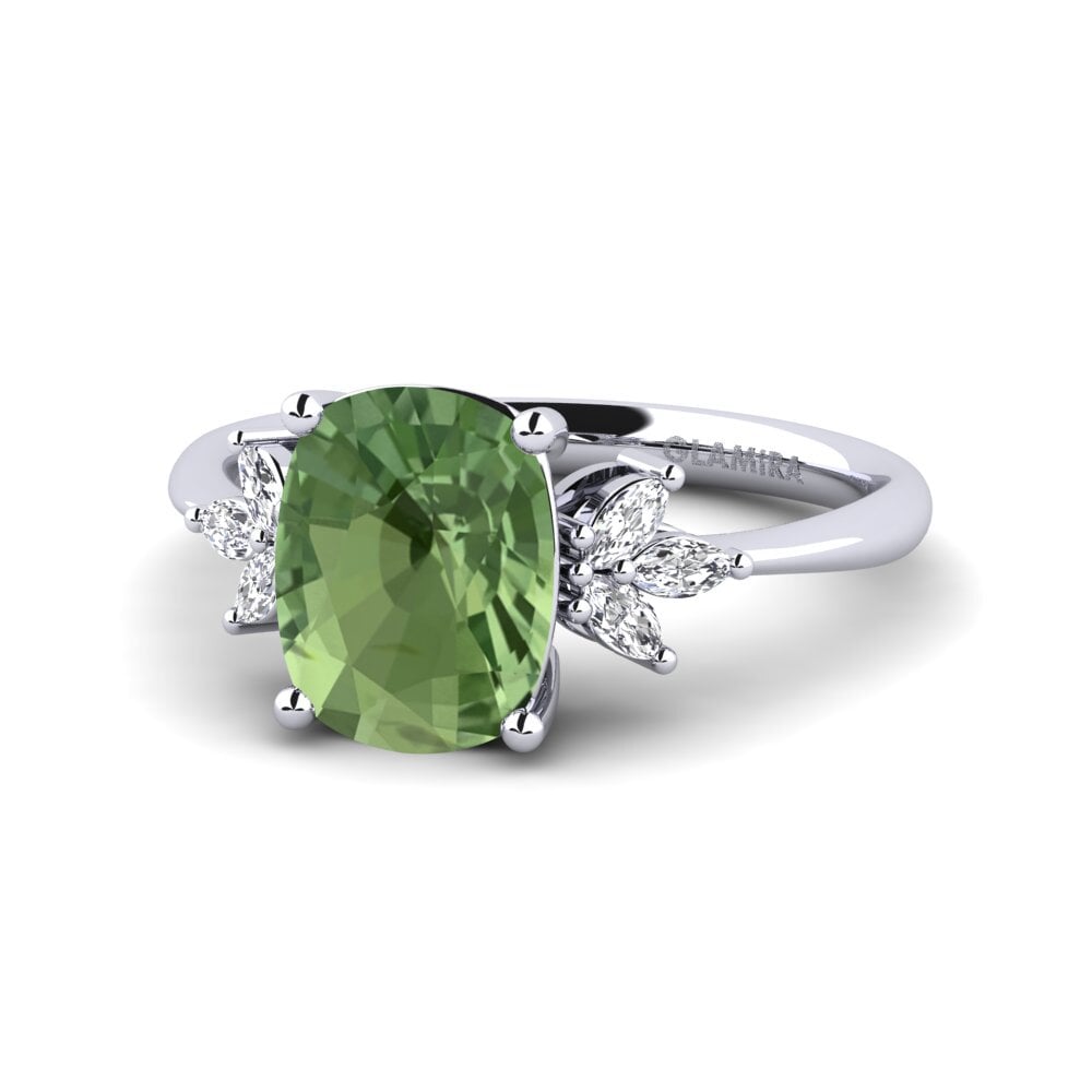 Zafiro Verde Anillo de compromiso Teswe