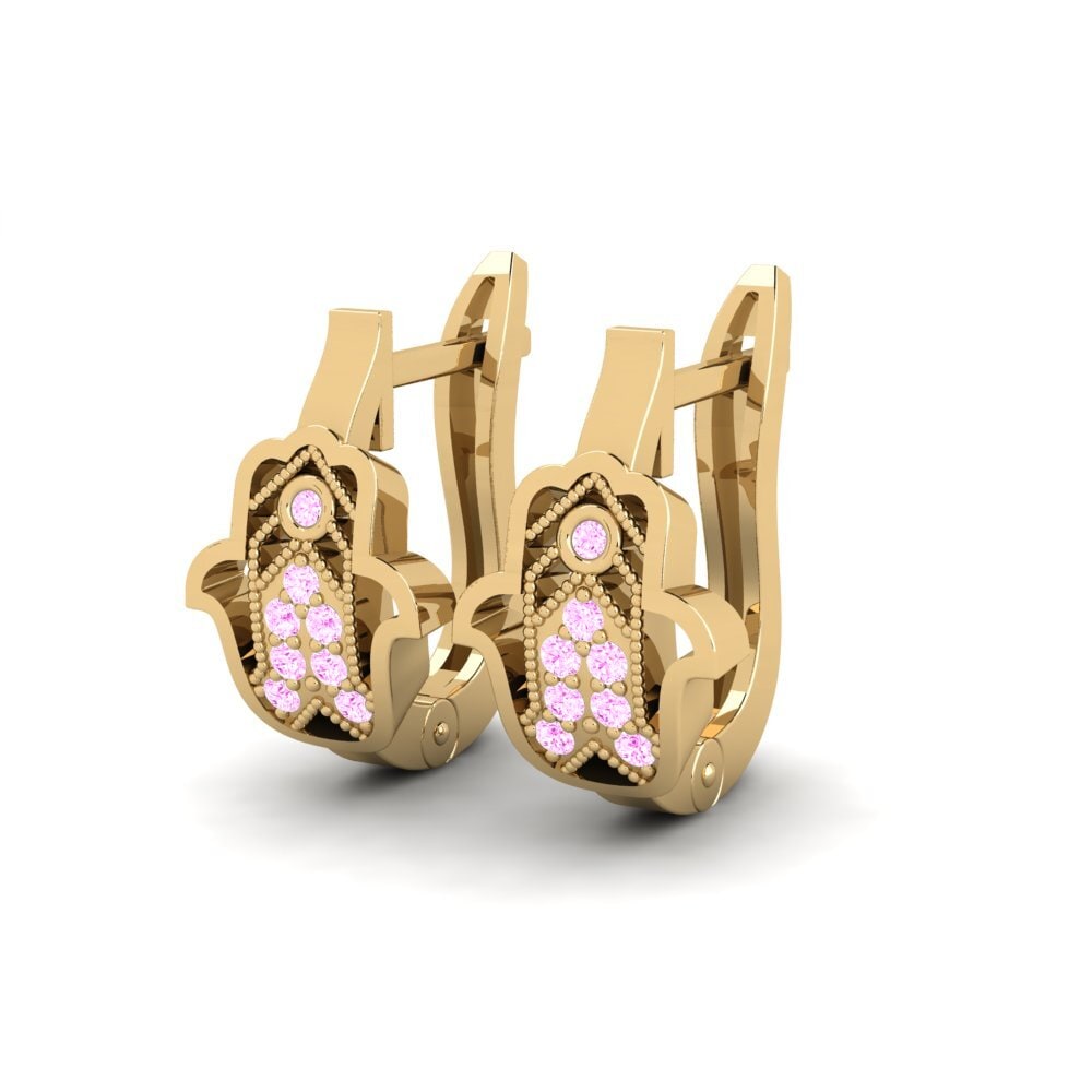 Đá Sapphire Hồng Bông tai nữ Teutum