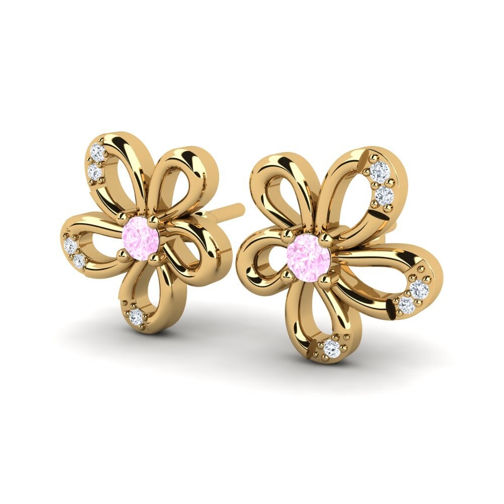 9k Oro Amarillo Zafiro Rosado Pendiente de mujer Tezol