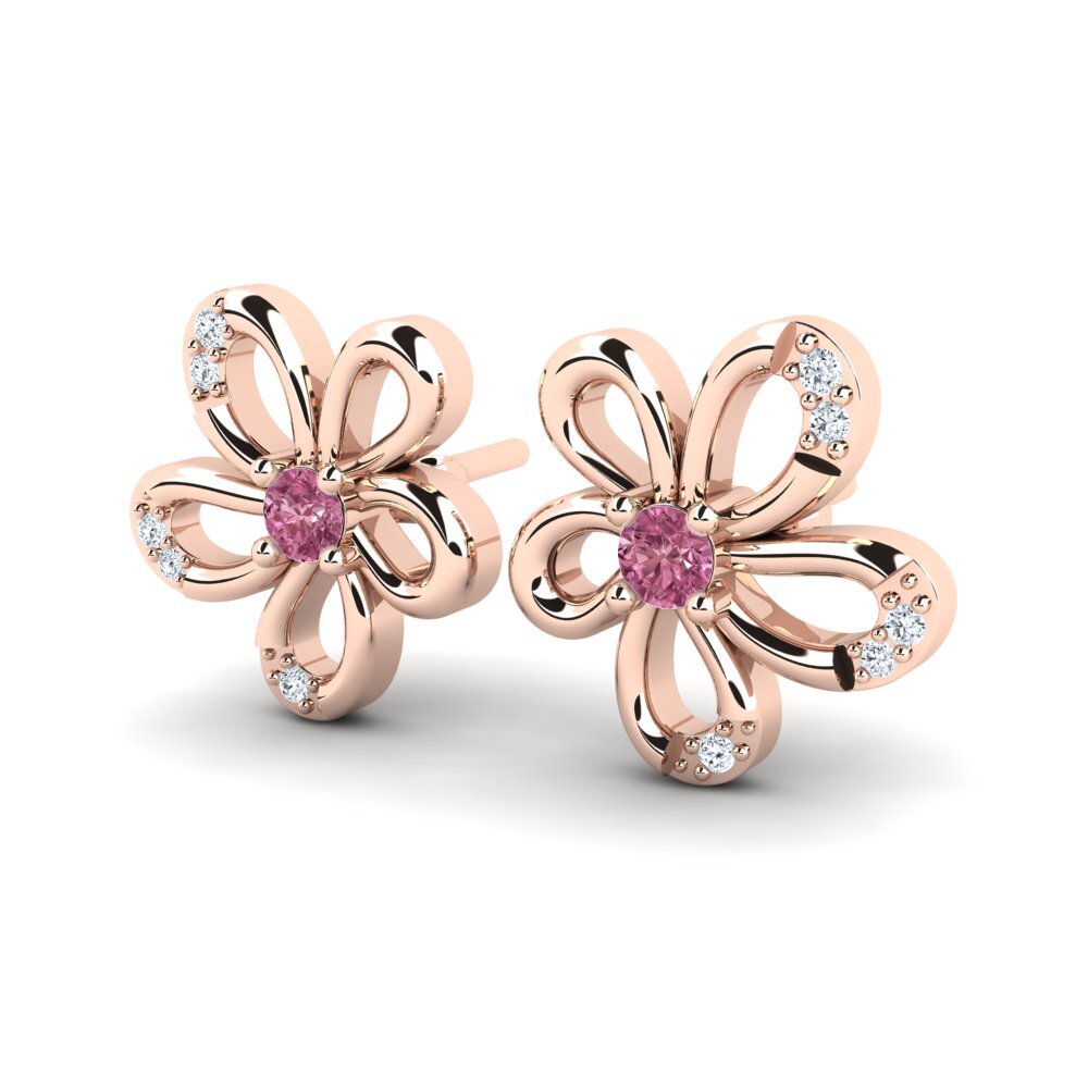 18ct Rose Gold Rhodolite Garnet Women's Earring Tezol