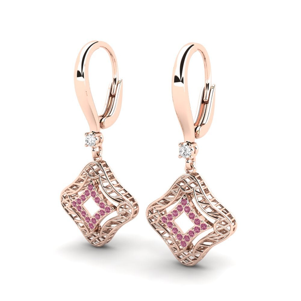 14k Oro Rosa Granate Rhodolite Pendiente de mujer Thelma