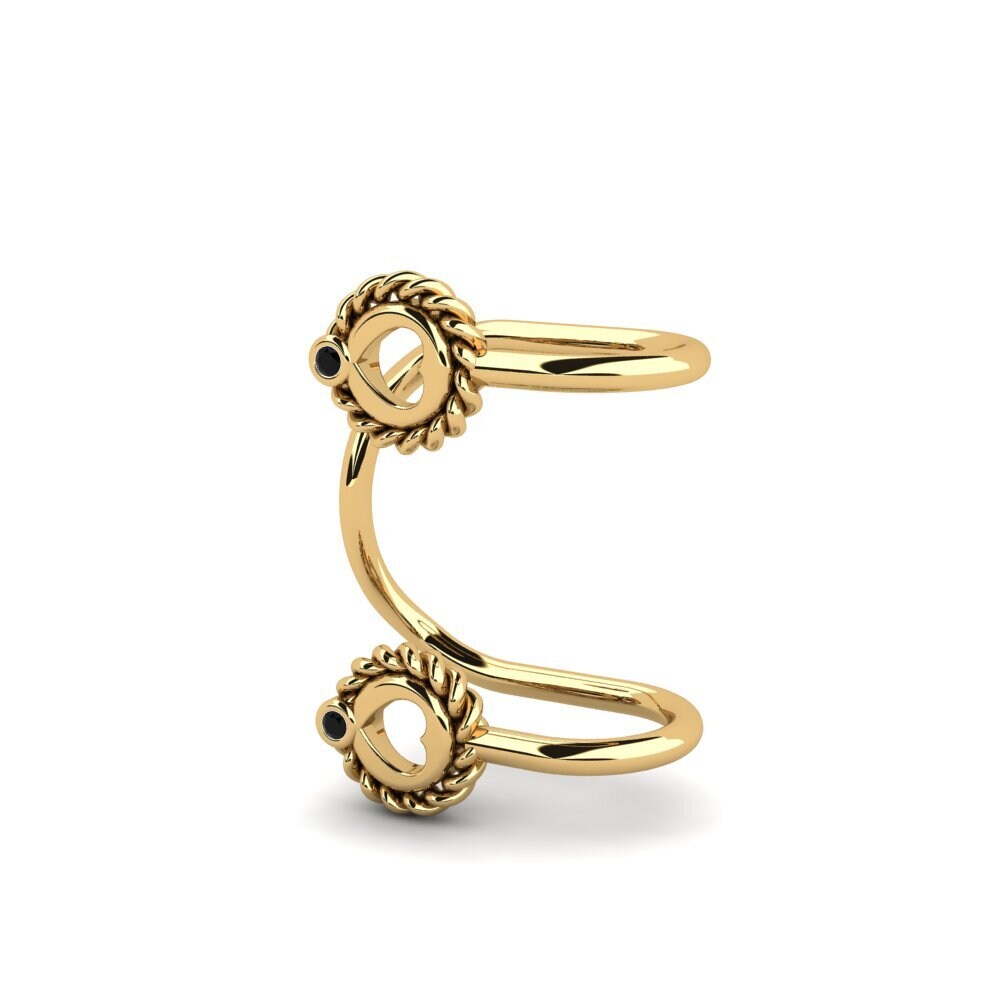 14k Oro Amarillo Diamante Negro Pendiente de mujer Thelmo