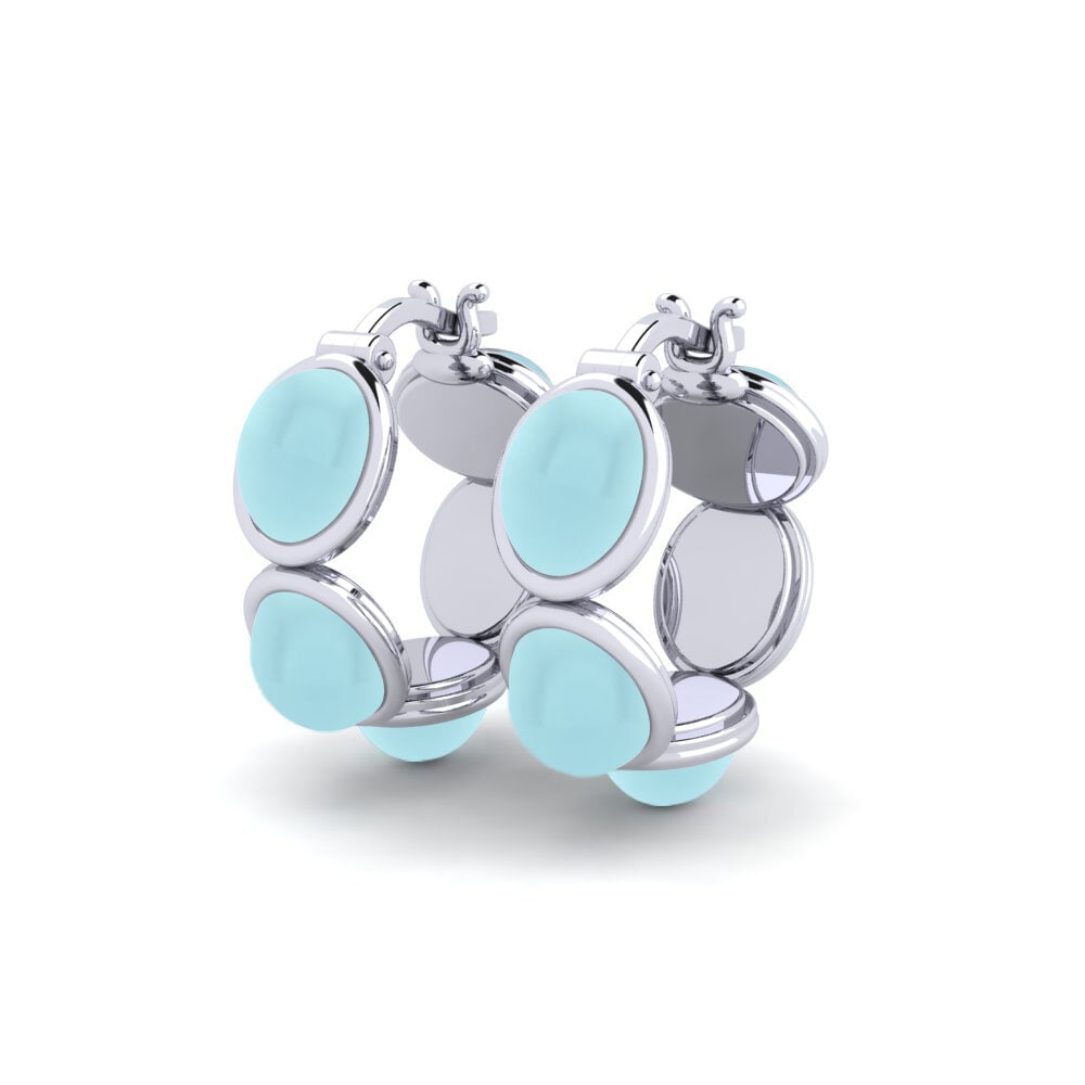 Palladium 950 Aigue-marine Cabochon Boucle d'oreille femme Thomasine
