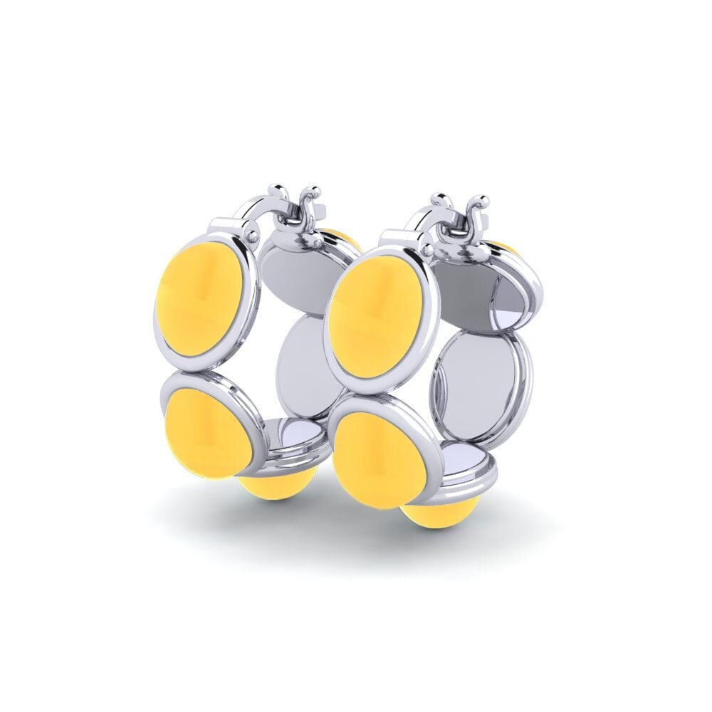 18k Oro Blanco Citrino Cabujón Pendiente de mujer Thomasine