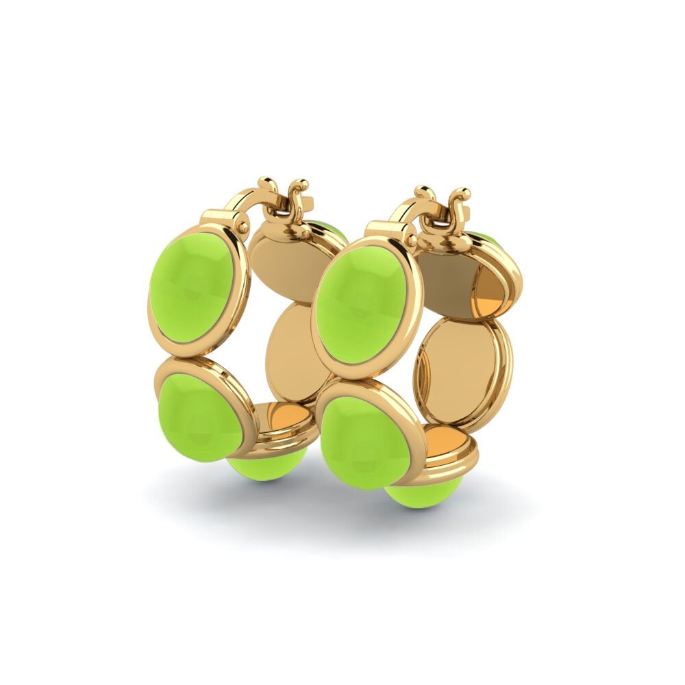 14k Oro Amarillo Peridoto Cabujón Pendiente de mujer Thomasine