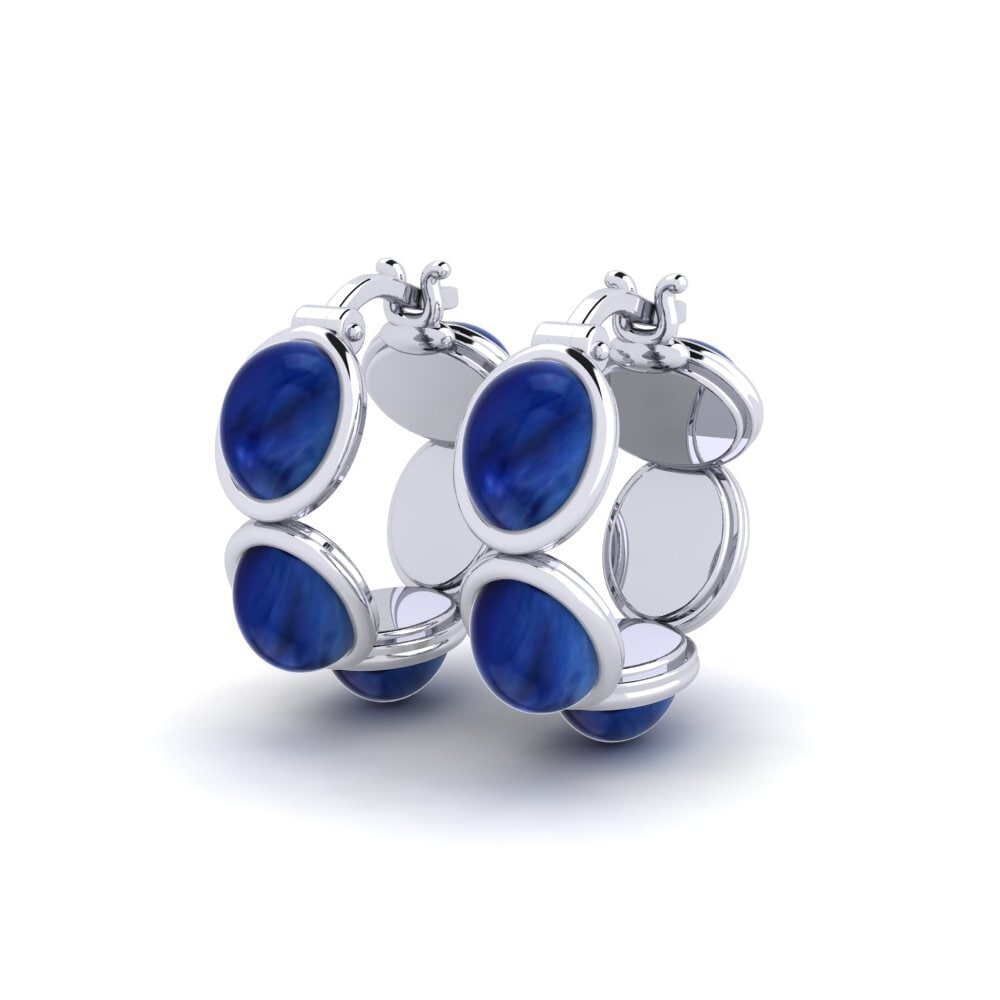 Palladium 950 Saphir Cabochon Boucle d'oreille femme Thomasine