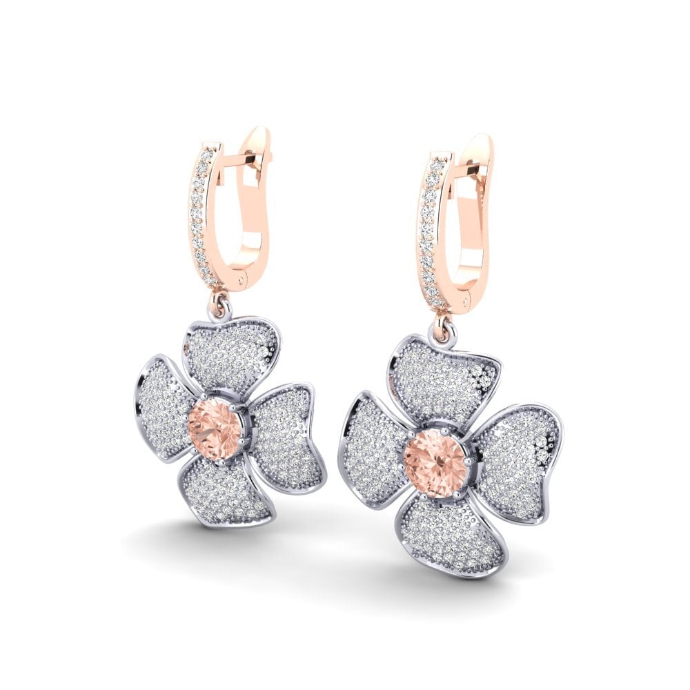 14ct White & Rose Gold Morganite Women's Earring Thorson
