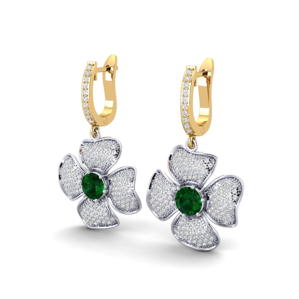 750 Weiß & Gelbgold Tsavorit Damen ohrring Thorson