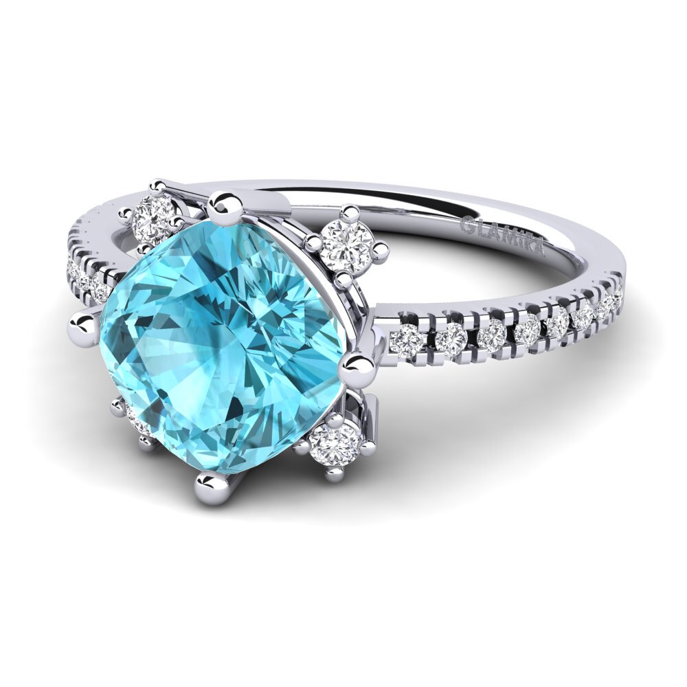 Blue Zircon Engagement Ring Tiassale