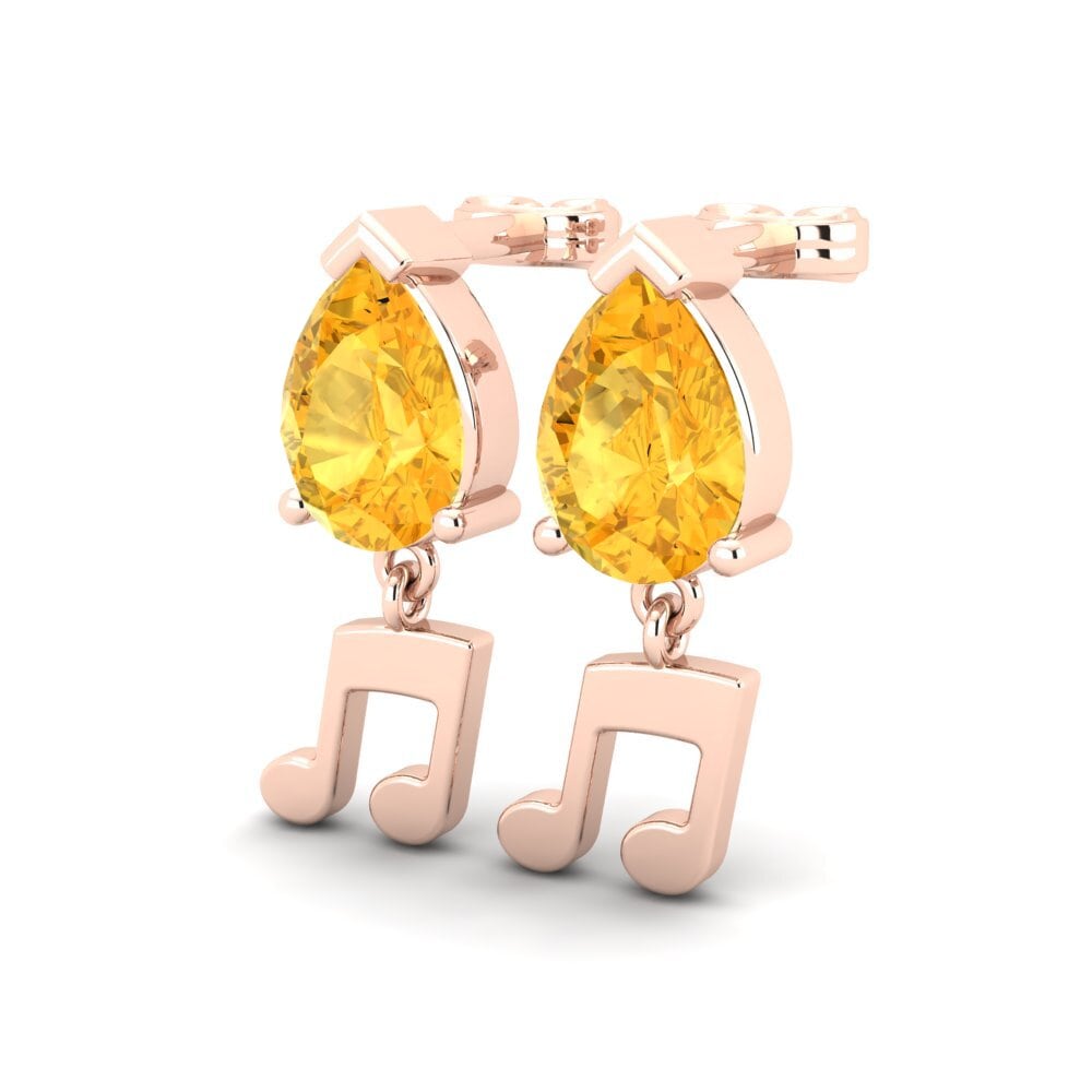 Pear Citrine Women's Earring Tibia