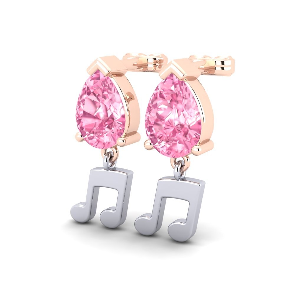 14k Oro Rosa/Blanco Pera Pendiente de mujer Tibia
