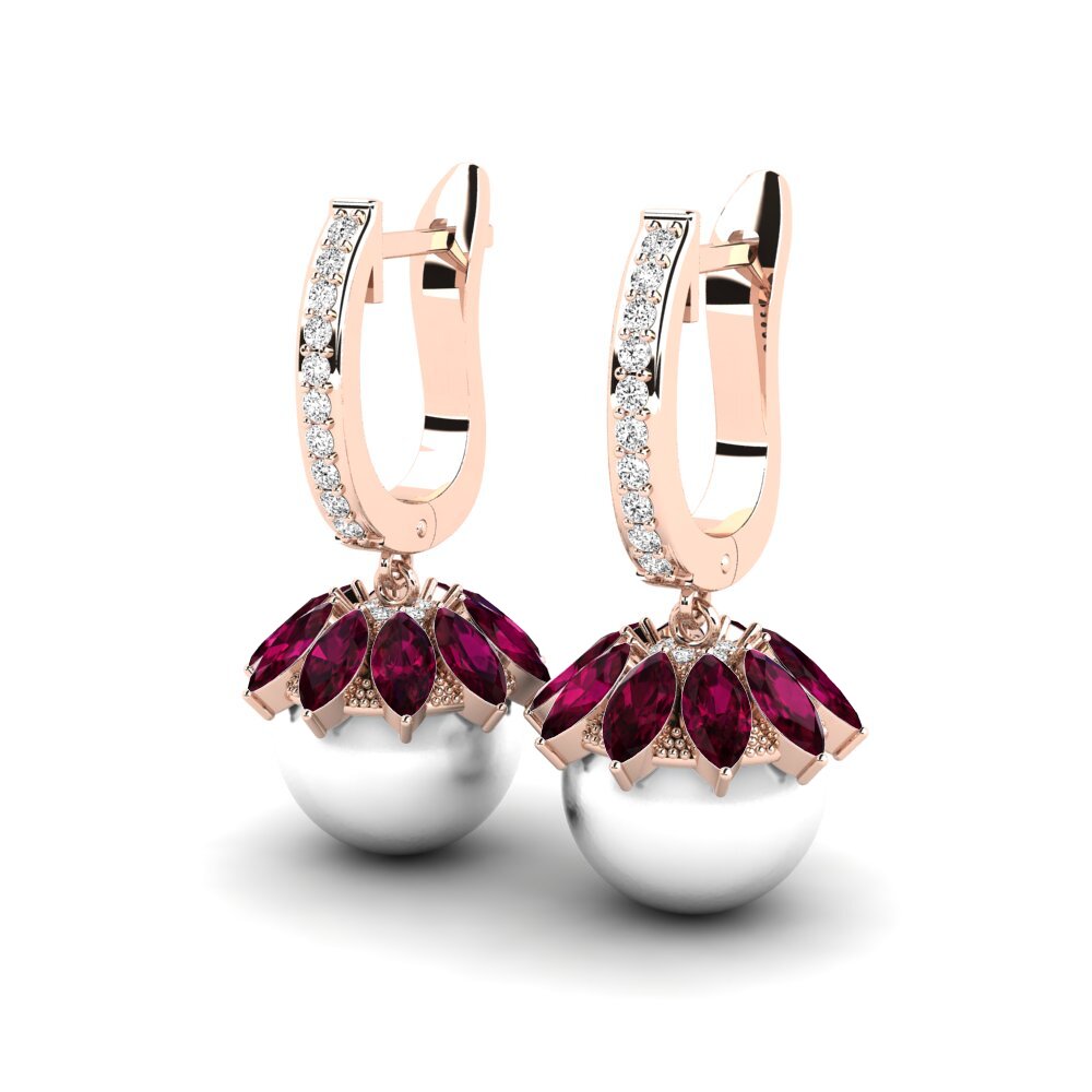 14k Oro Rosa Granate Rhodolite Pendiente de mujer Tic