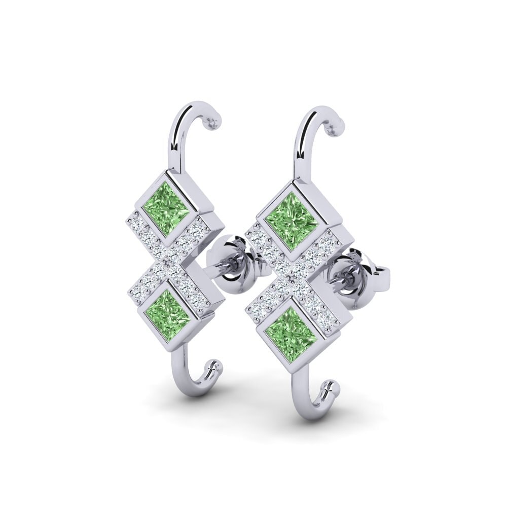 950 Platin Grüner Diamant Damen ohrring Tielo