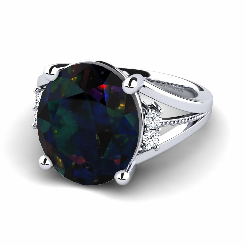 Big Stone Black Opal Engagement Rings