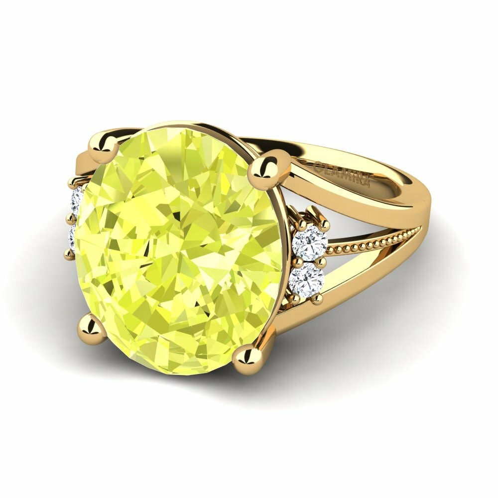 Bagues Or Jaune 14k Quartz Citron Pierre imposante