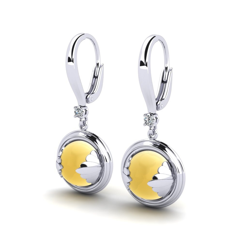 Đá Cabochon Thạch Anh Vàng Bông tai nữ Tierone