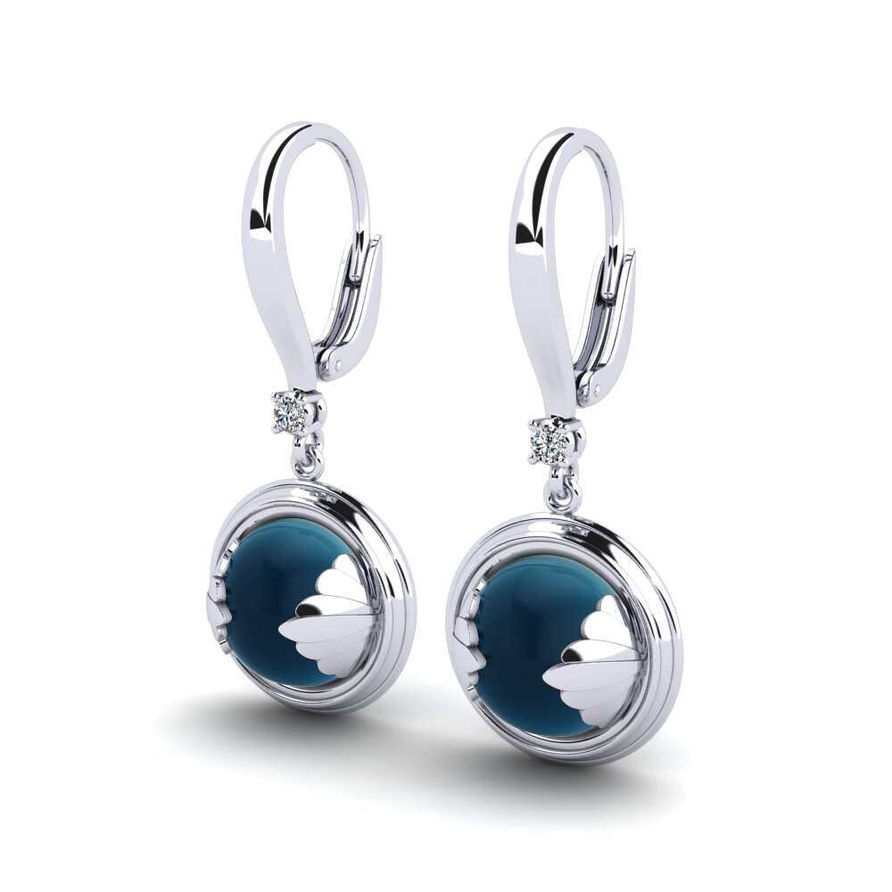 Đá Cabochon Topaz xanh London Bông tai nữ Tierone