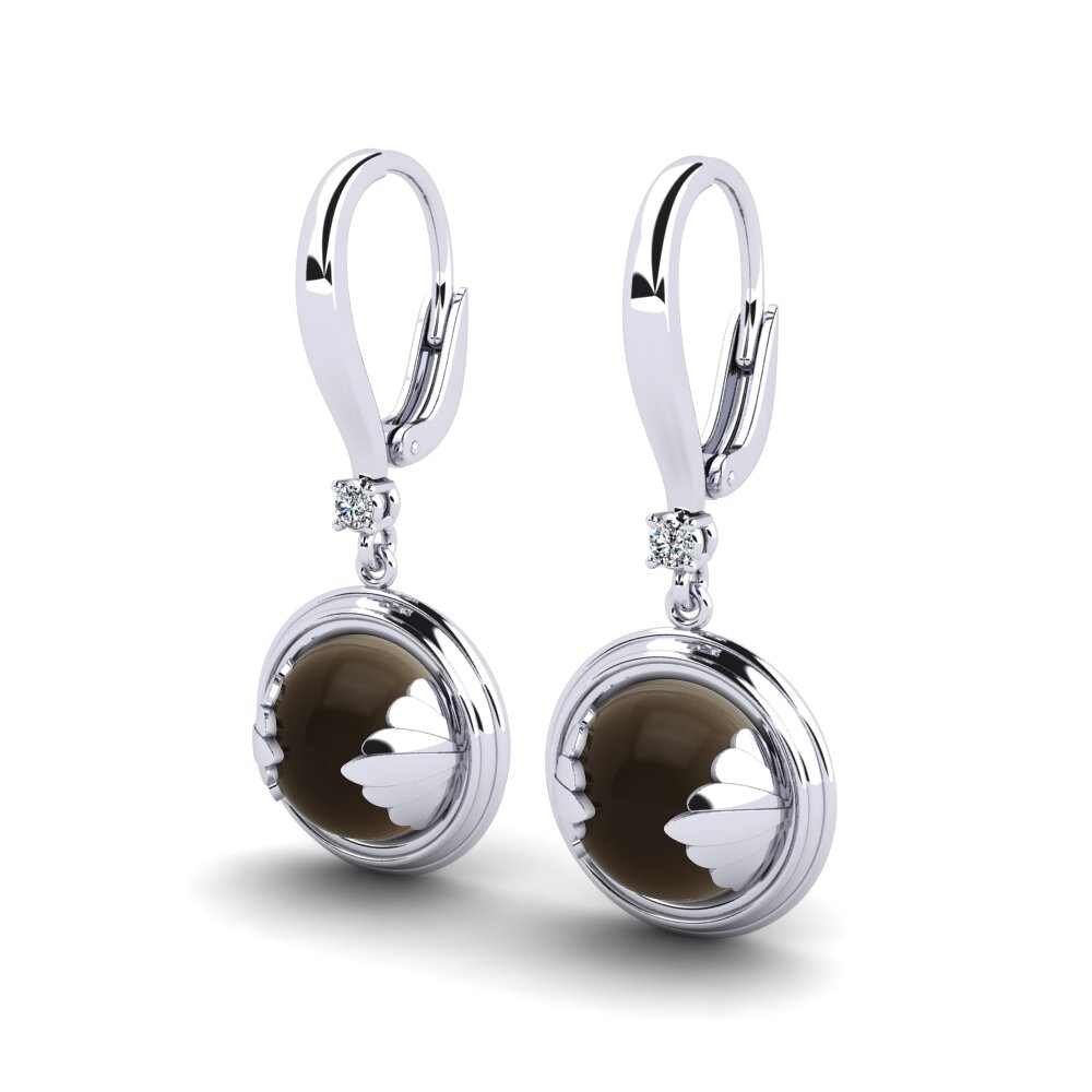 Đá Cabochon Thạch Anh Khói Bông tai nữ Tierone