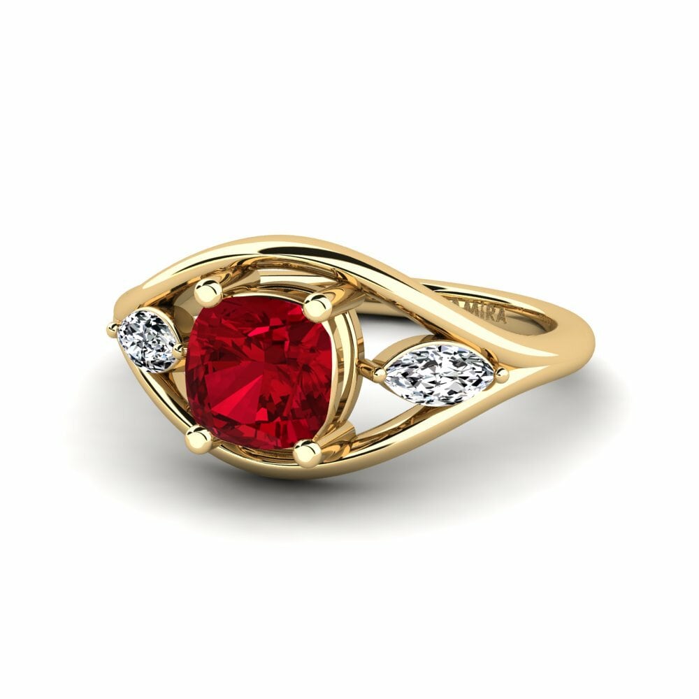 Zircone Rouge Bague de fiançailles Tiev - Cushion
