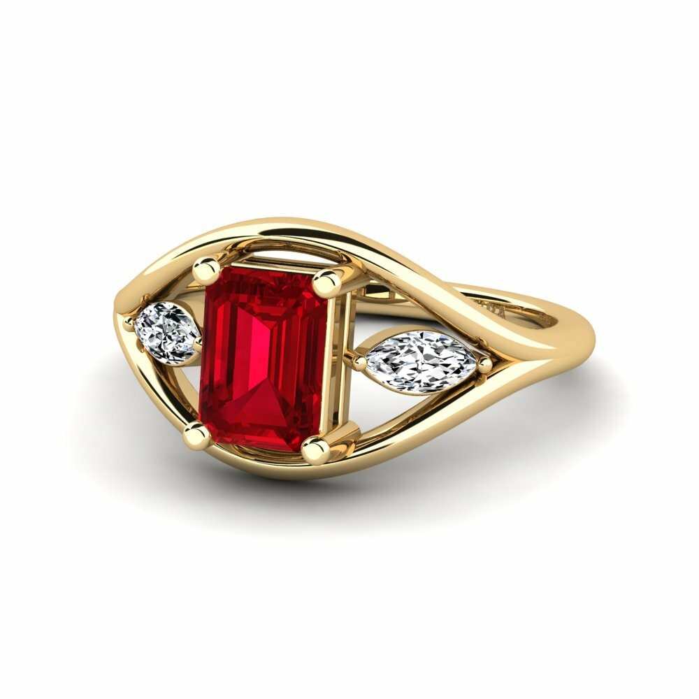 Zircone Rouge Bague de fiançailles Tiev - Emerald