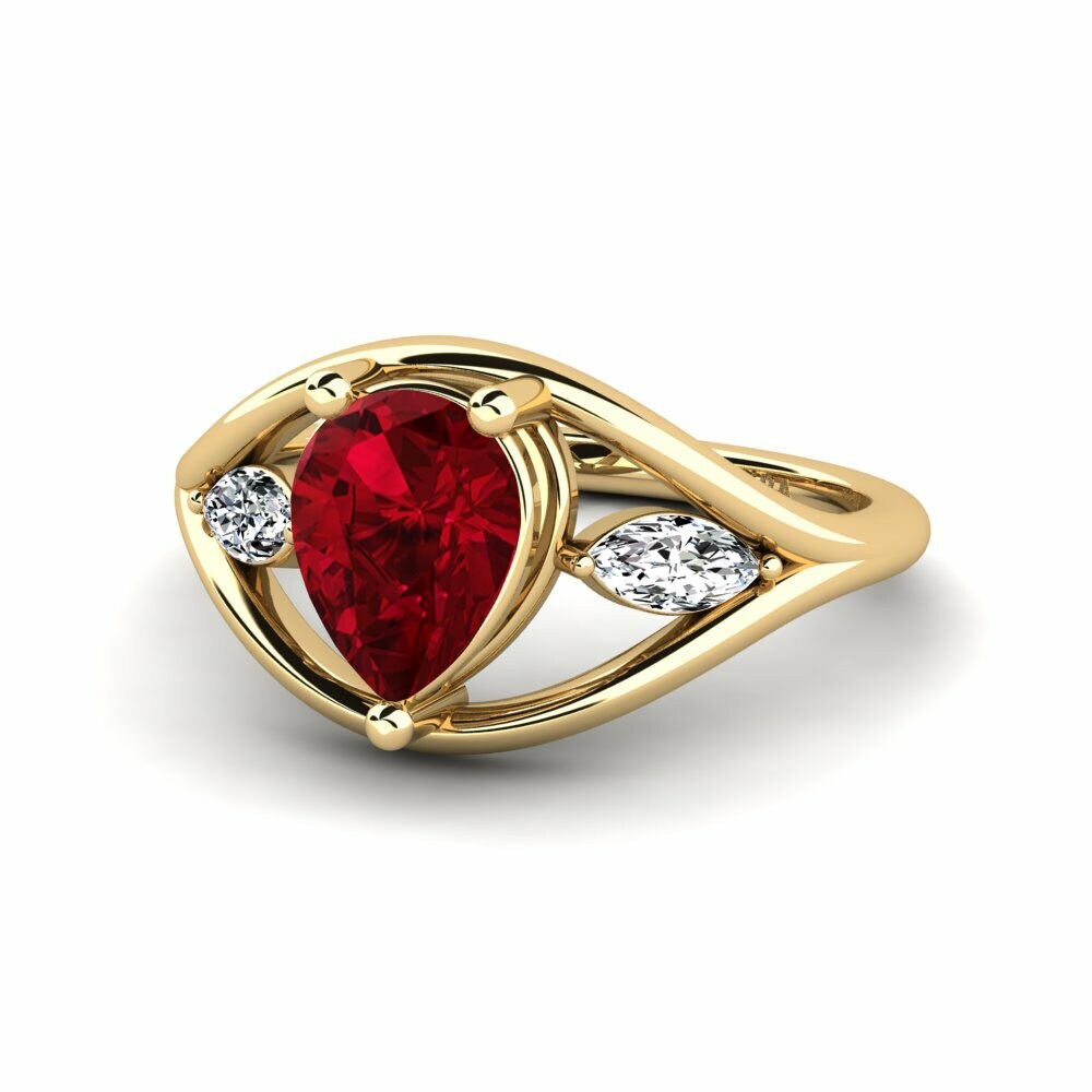 Zircone Rouge Bague de fiançailles Tiev - Pear