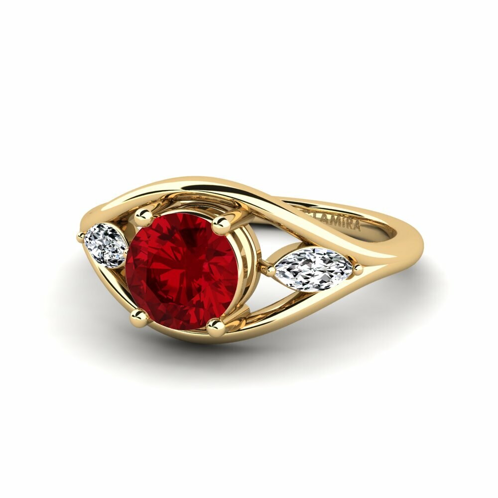 Zircone Rouge Bague de fiançailles Tiev - Round