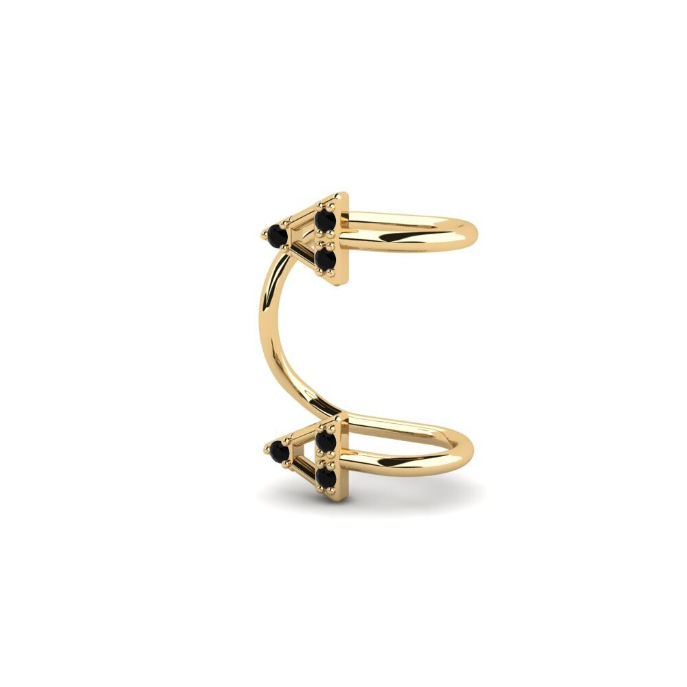 14k Oro Amarillo Diamante Negro Pendiente de mujer Tilem