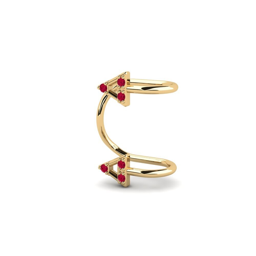 14ct Yellow Gold Ruby Women's Earring Tilem