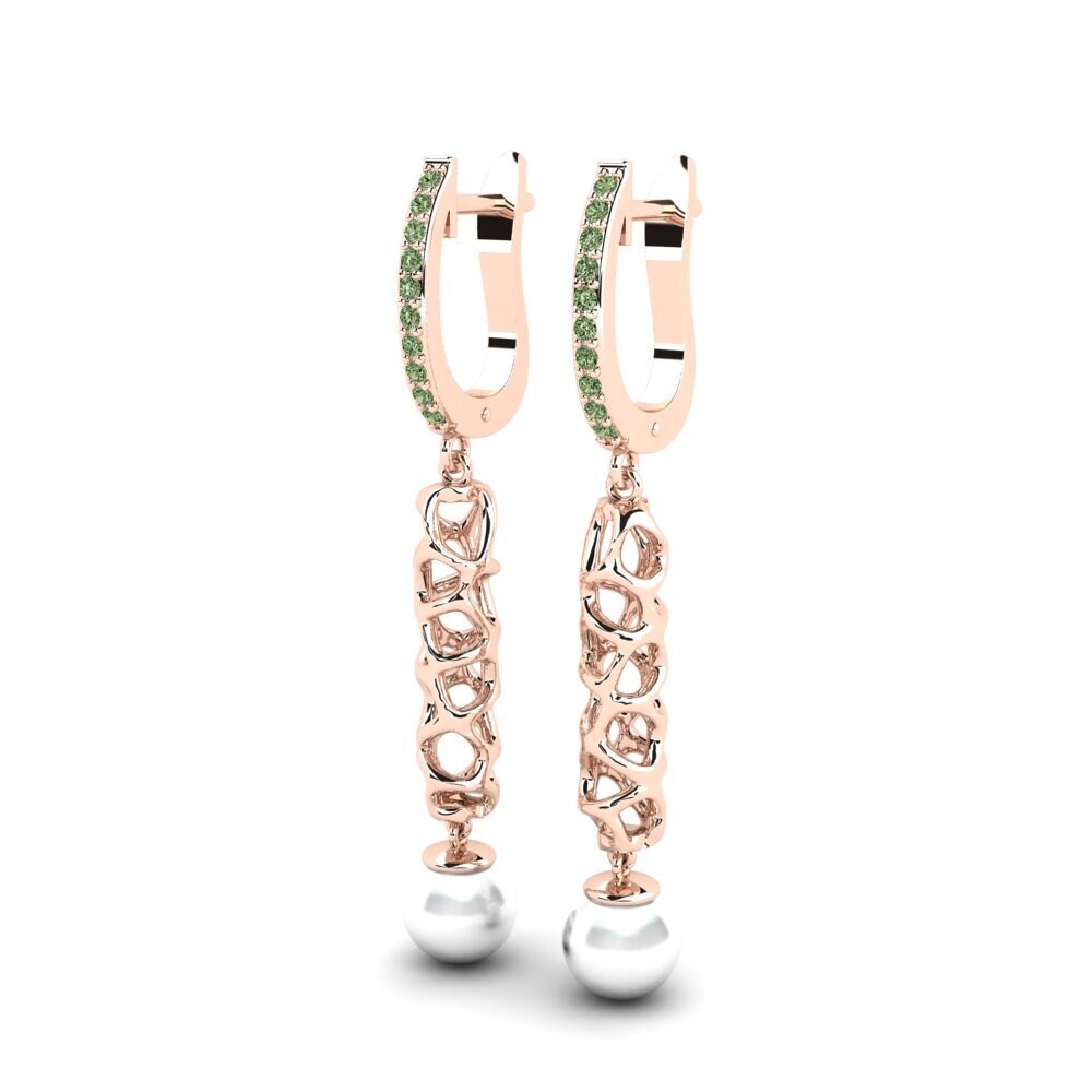 9ct Rose Gold Green Diamond Women's Earring Tilsen