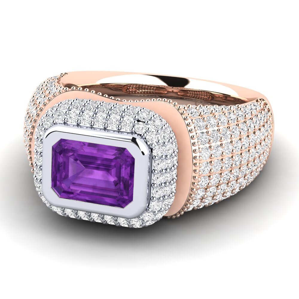 14k Rose & White Gold Amethyst Engagement Ring Timerica