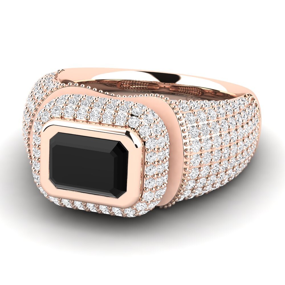 9k Rose Gold Black Onyx Engagement Ring Timerica