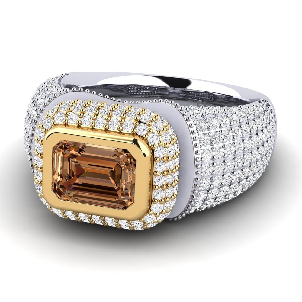 14k Oro Blanco / Amarillo Anillo de compromiso Timerica