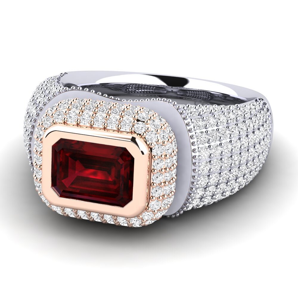 14k White & Rose Gold Garnet Engagement Ring Timerica