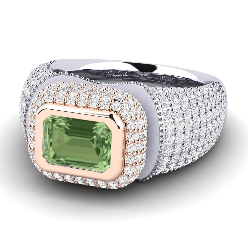 14k White & Rose Gold Green Sapphire Engagement Ring Timerica