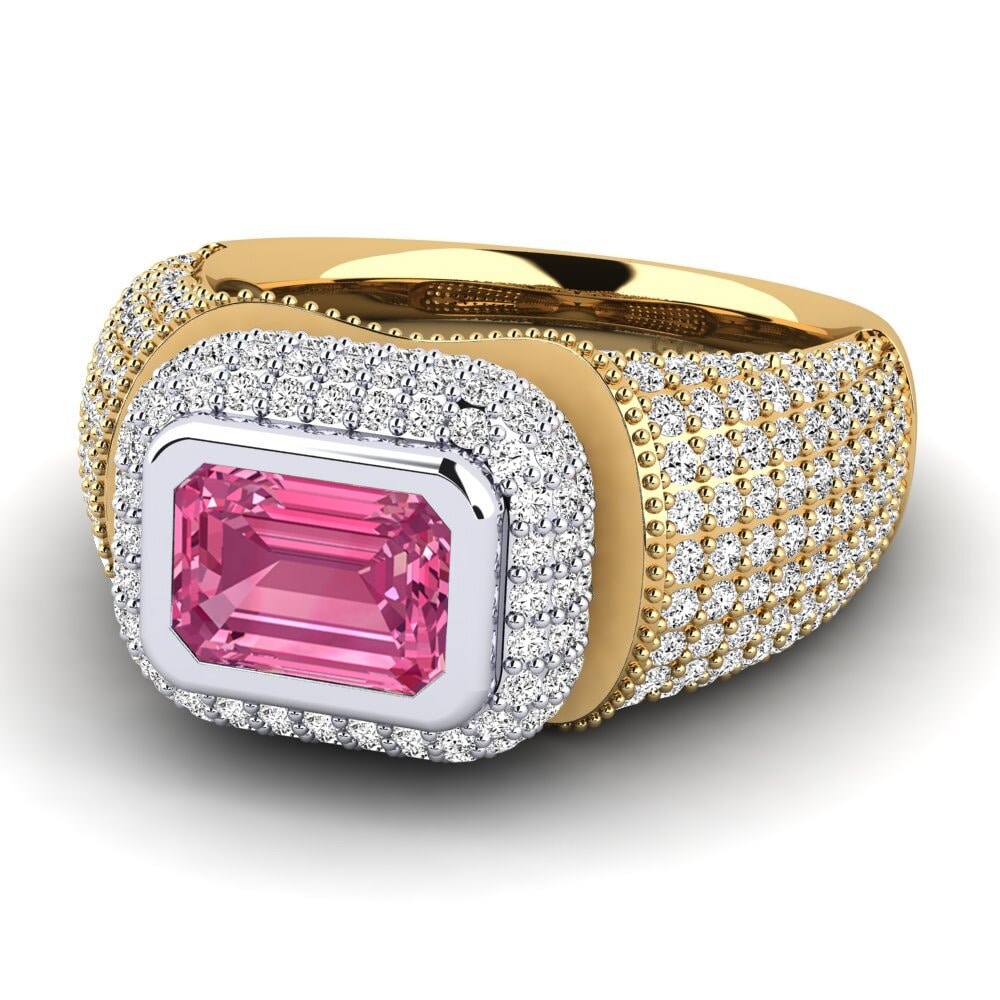 14ct Yellow / White Gold Pink Tourmaline Engagement Ring Timerica