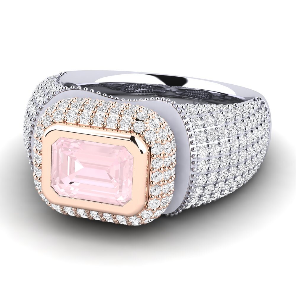 18k Oro Blanco & Rosa Anillo de compromiso Timerica