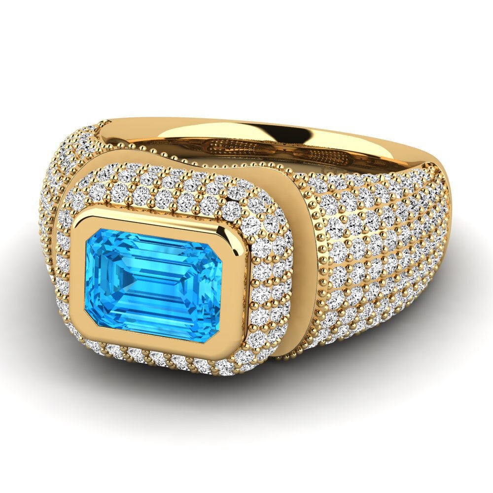 9k Oro Amarillo Topacio azul Anillo de compromiso Timerica