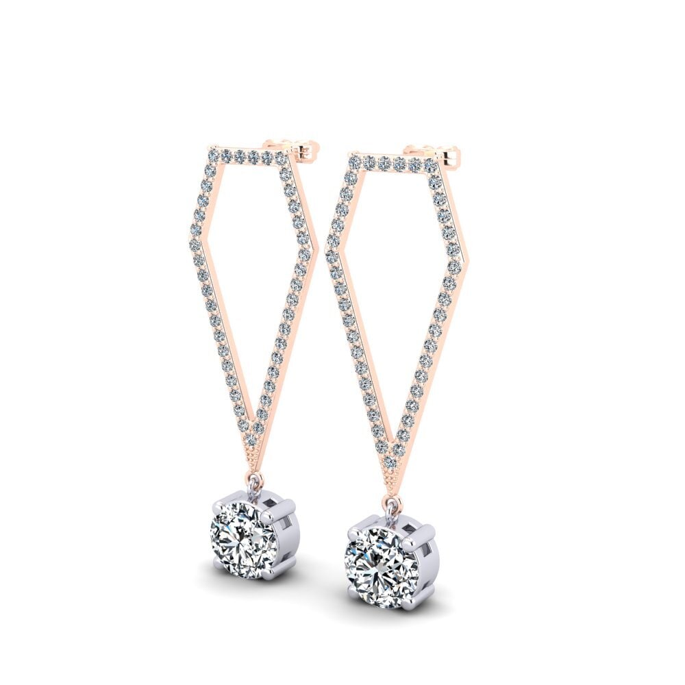 9k Oro Rosa & Blanco Pendiente de mujer Timesu