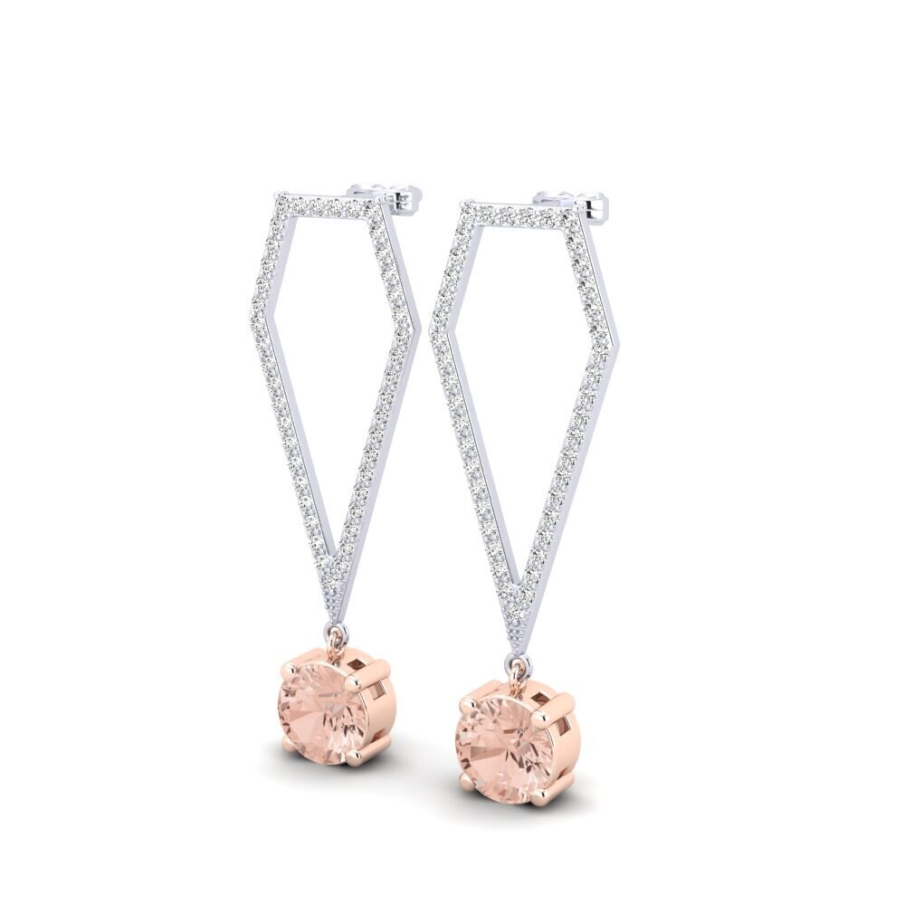 14ct White & Rose Gold Morganite Women's Earring Timesu