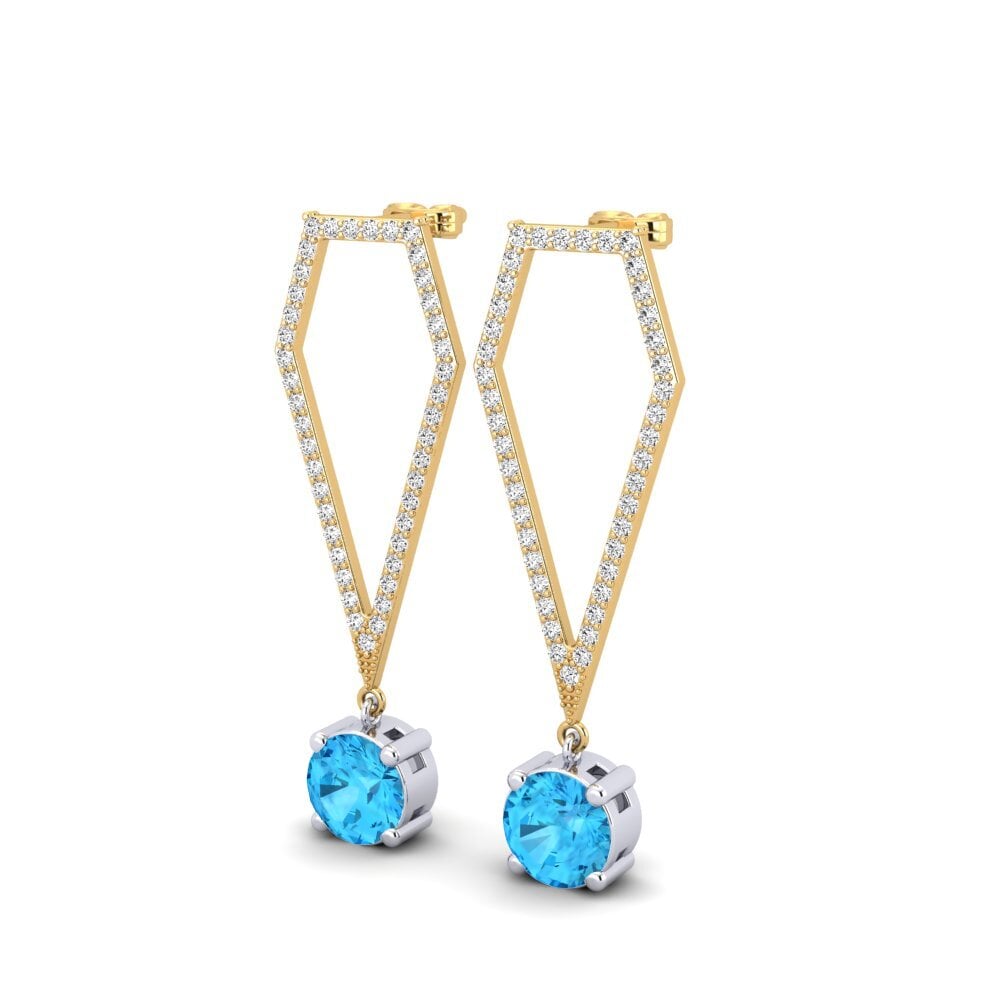 Topacio azul Pendiente de mujer Timesu