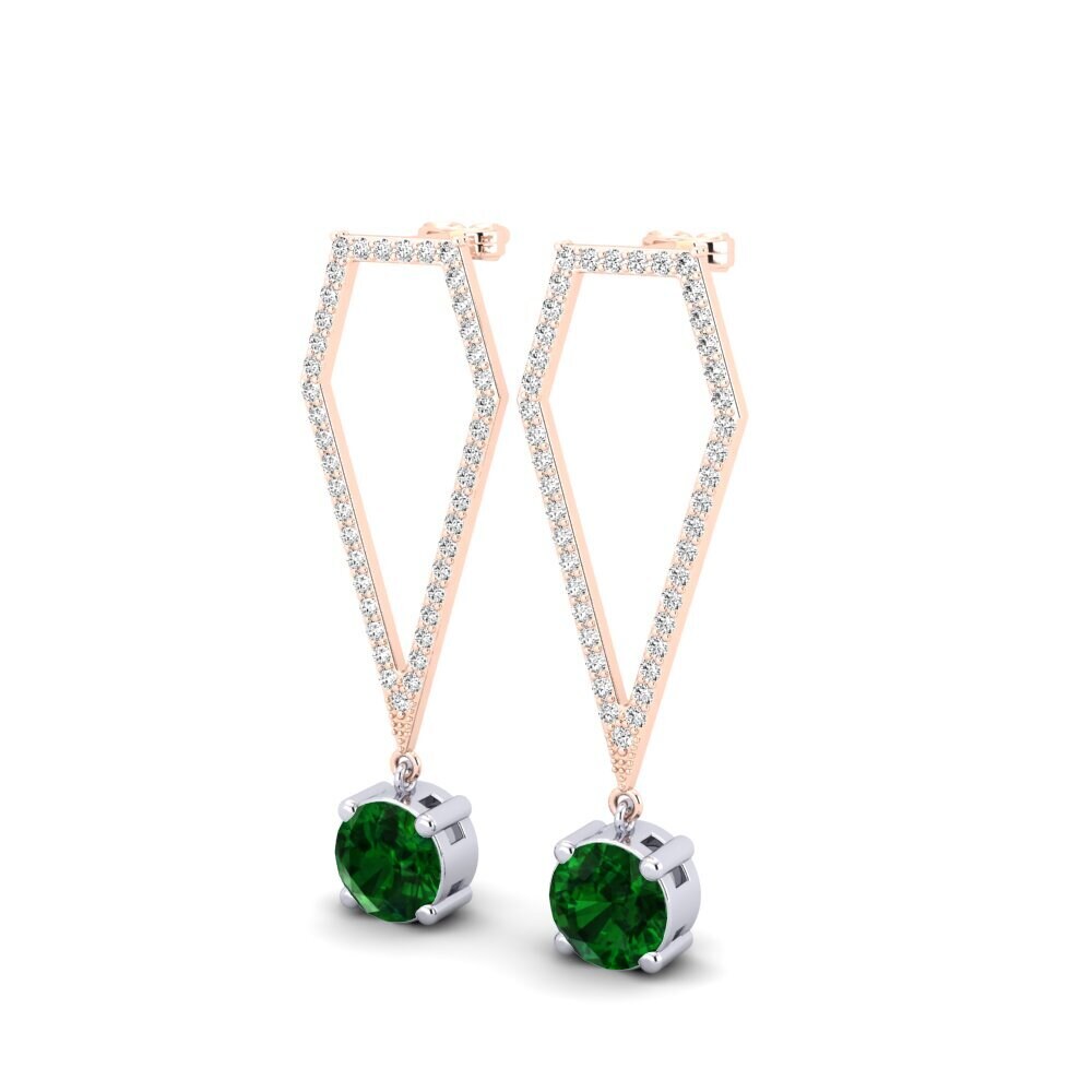 Vermelho & Branco-14K Tsavorite Brincos Feminino Timesu