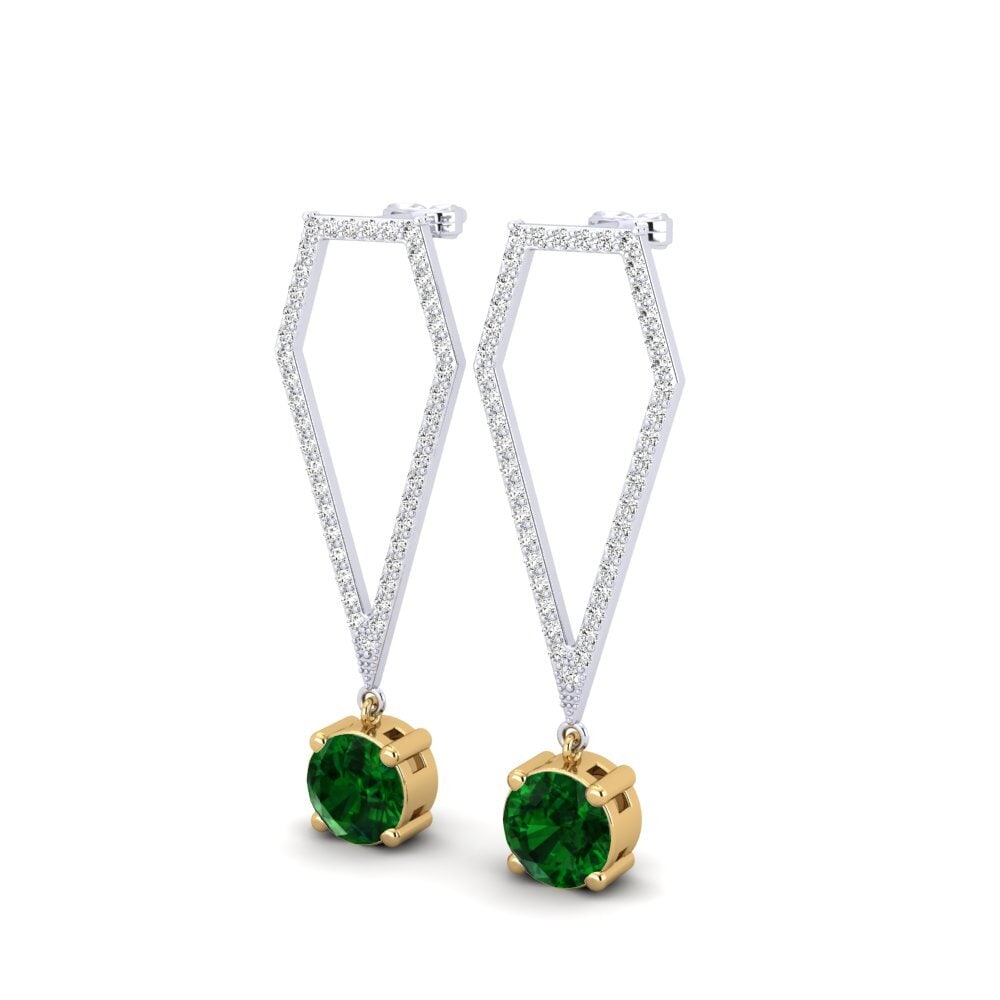 750 Weiß & Gelbgold Tsavorit Damen ohrring Timesu