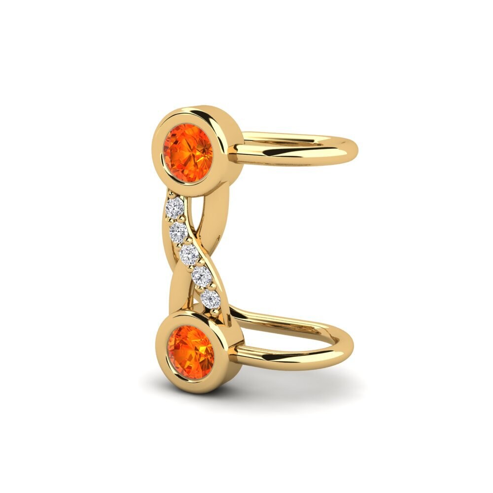 14ct Yellow Gold Orange Sapphire Women's Earring Timothy